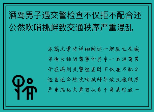 酒驾男子遇交警检查不仅拒不配合还公然吹哨挑衅致交通秩序严重混乱